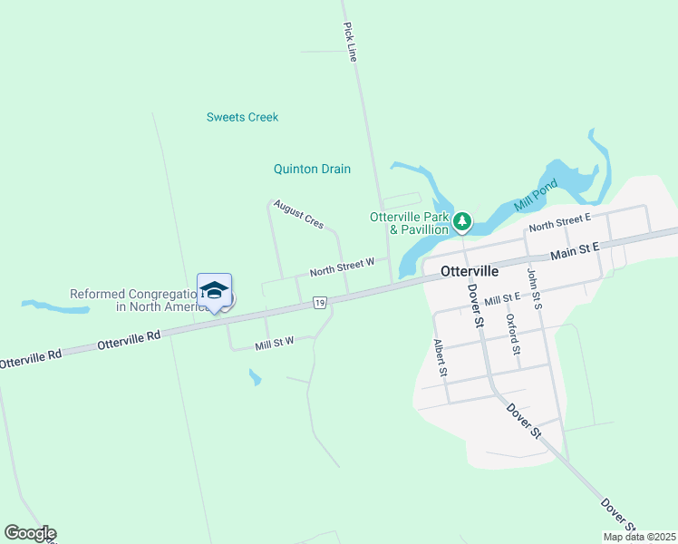 map of restaurants, bars, coffee shops, grocery stores, and more near 85 Maple Street in Otterville