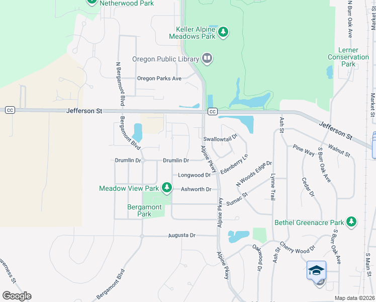 map of restaurants, bars, coffee shops, grocery stores, and more near 227 Drumlin Circle in Oregon