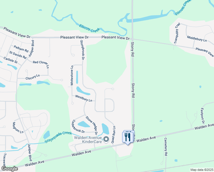 map of restaurants, bars, coffee shops, grocery stores, and more near 55 Quail Run Lane in Lancaster
