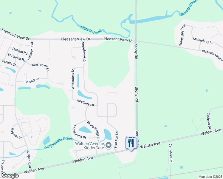 map of restaurants, bars, coffee shops, grocery stores, and more near 55 Quail Run Lane in Lancaster