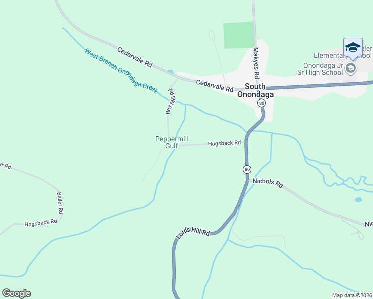 map of restaurants, bars, coffee shops, grocery stores, and more near 4270 Hogsback Road in Nedrow