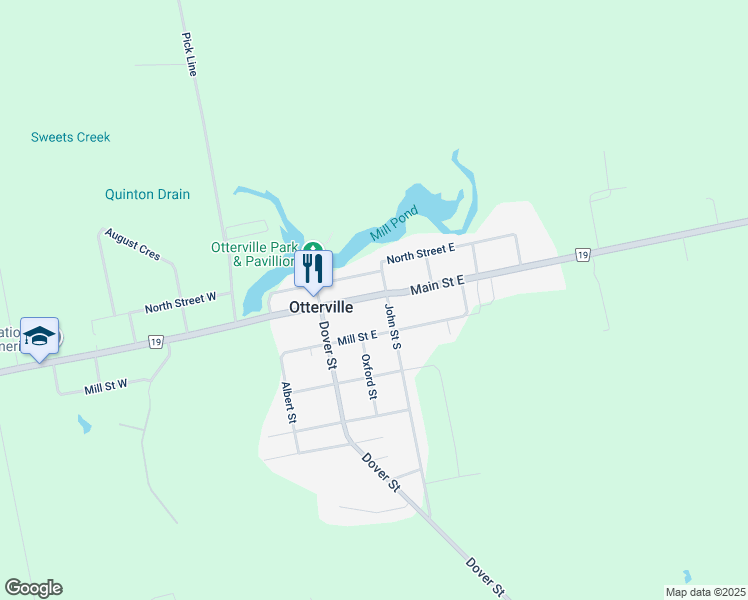 map of restaurants, bars, coffee shops, grocery stores, and more near 230 Main Street East in Otterville