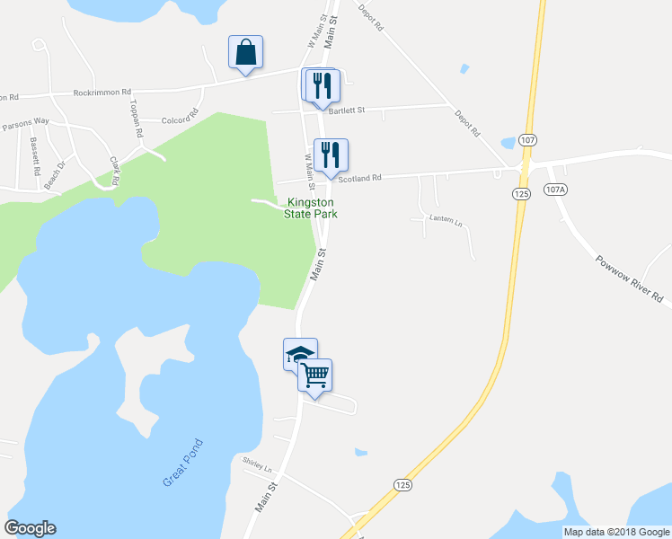 map of restaurants, bars, coffee shops, grocery stores, and more near 111 Main Street in Kingston