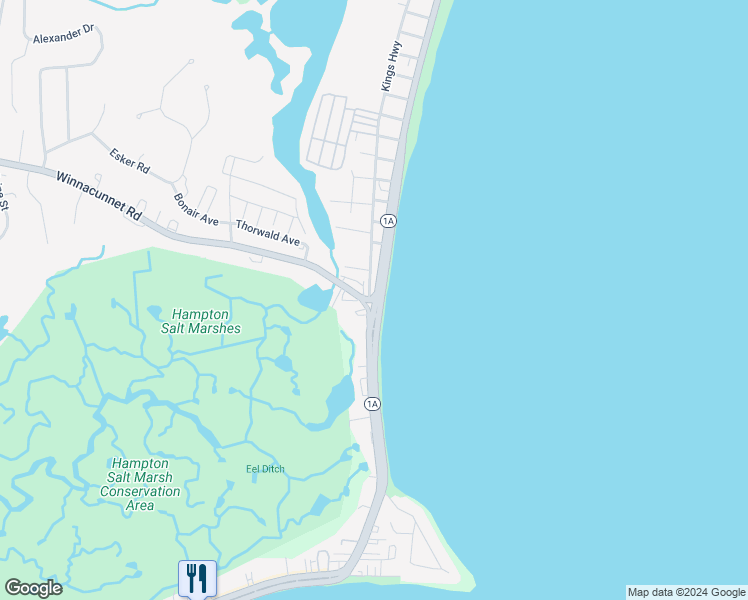 map of restaurants, bars, coffee shops, grocery stores, and more near 703 Ocean Boulevard in Hampton