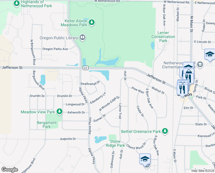 map of restaurants, bars, coffee shops, grocery stores, and more near 720 Edenberry Lane in Oregon