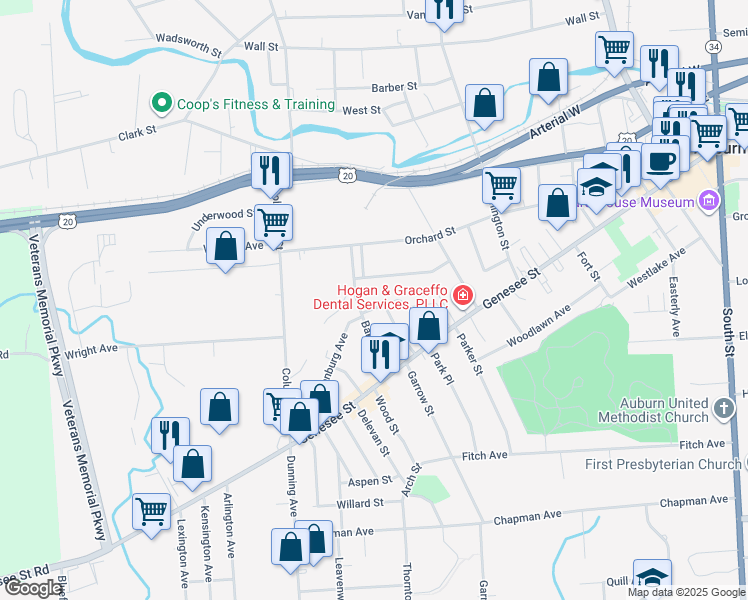 map of restaurants, bars, coffee shops, grocery stores, and more near 28 Pleasant St in Auburn