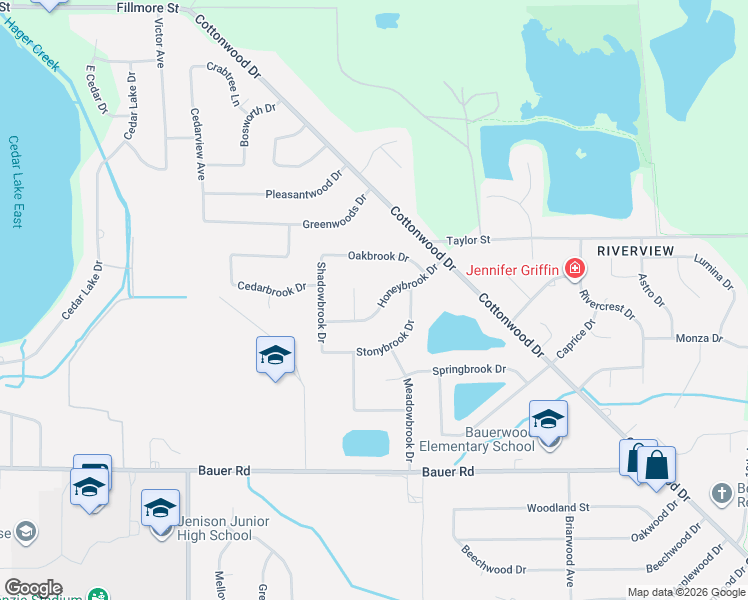 map of restaurants, bars, coffee shops, grocery stores, and more near 1691 Honeybrook Drive in Georgetown Township
