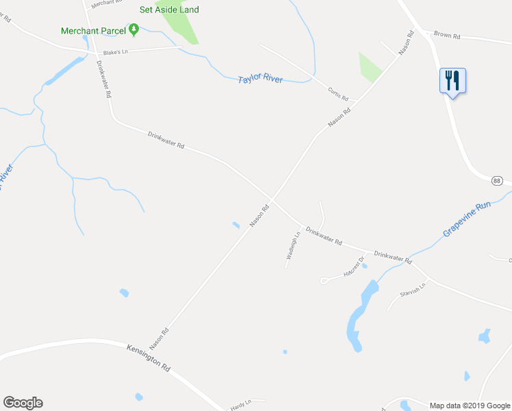 map of restaurants, bars, coffee shops, grocery stores, and more near 100 Drinkwater Road in Hampton Falls