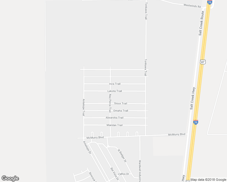 map of restaurants, bars, coffee shops, grocery stores, and more near Lakota Trail in Bar Nunn
