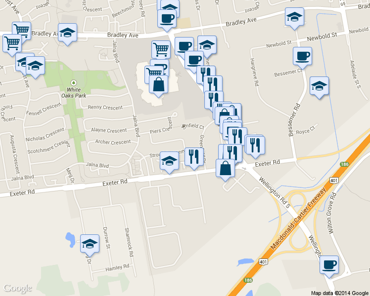 map of restaurants, bars, coffee shops, grocery stores, and more near 62 Stroud Crescent in London
