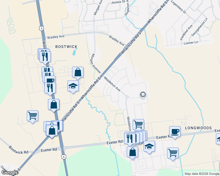 map of restaurants, bars, coffee shops, grocery stores, and more near 3699 Somerston Crescent in London