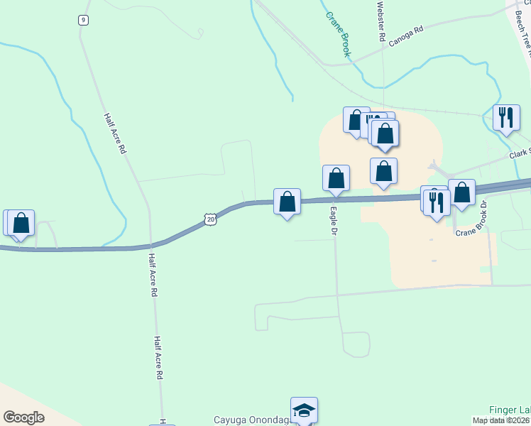map of restaurants, bars, coffee shops, grocery stores, and more near 1512 Clark Street Road in Auburn