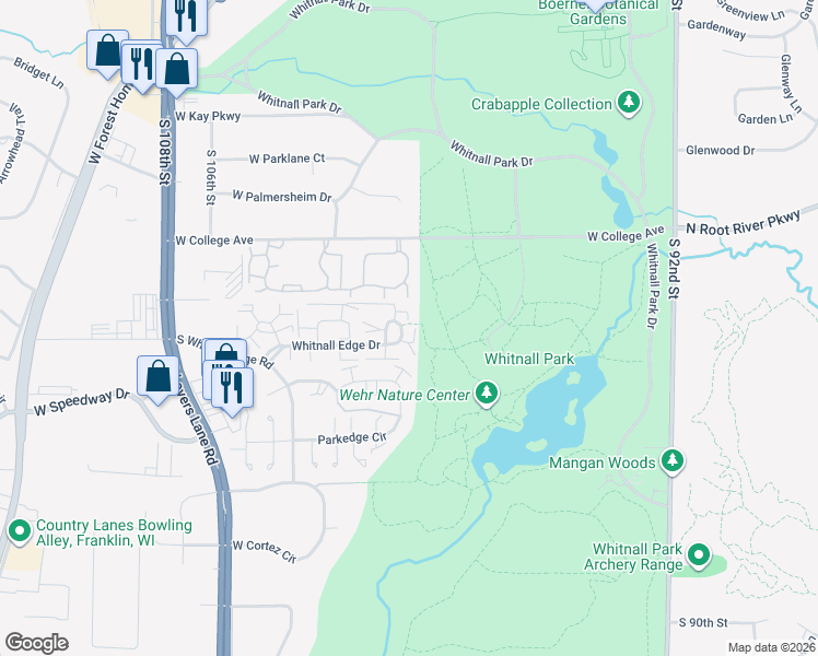 map of restaurants, bars, coffee shops, grocery stores, and more near 10081 Whitnall Edge Drive in Franklin