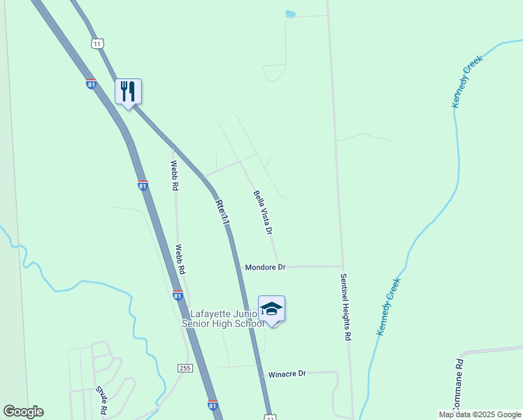 map of restaurants, bars, coffee shops, grocery stores, and more near 3209 Bella Vista Drive in LaFayette