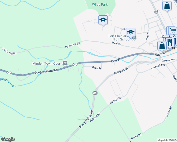 map of restaurants, bars, coffee shops, grocery stores, and more near 27 Beck Street in Fort Plain