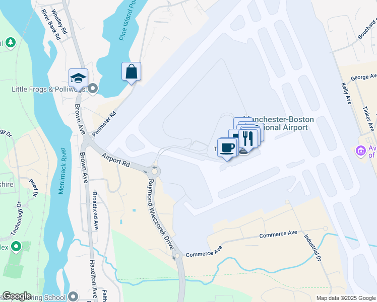 map of restaurants, bars, coffee shops, grocery stores, and more near 64 Shephard Drive in Manchester