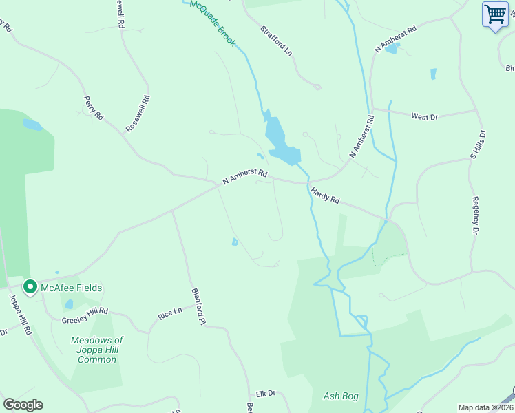 map of restaurants, bars, coffee shops, grocery stores, and more near 278 North Amherst Road in Bedford