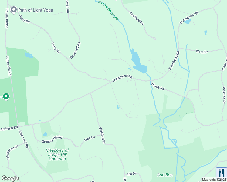 map of restaurants, bars, coffee shops, grocery stores, and more near 25 Scott Road in Bedford