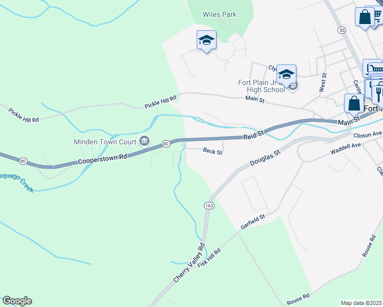 map of restaurants, bars, coffee shops, grocery stores, and more near 27 Beck Street in Fort Plain
