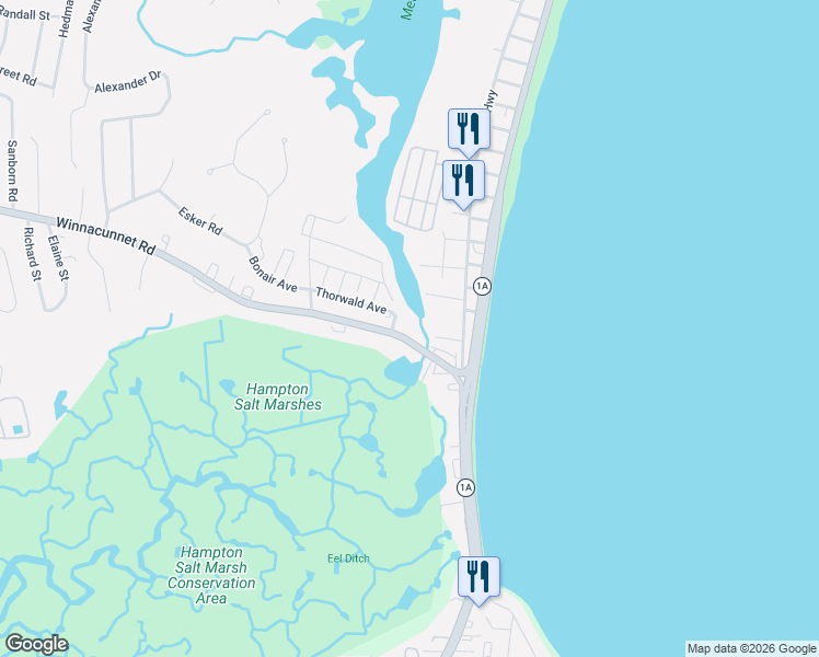 map of restaurants, bars, coffee shops, grocery stores, and more near 5 Viking Street in Hampton