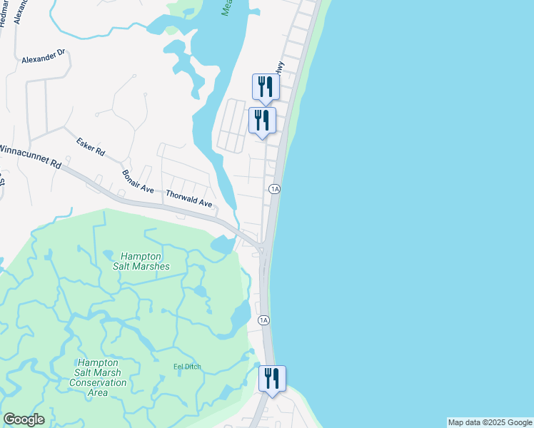 map of restaurants, bars, coffee shops, grocery stores, and more near 719 Ocean Boulevard in Hampton
