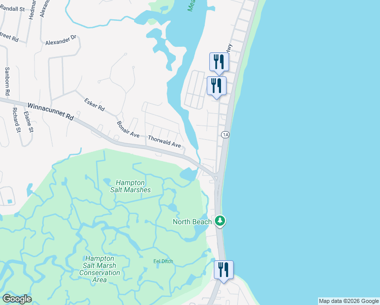 map of restaurants, bars, coffee shops, grocery stores, and more near 5 Viking Street in Hampton