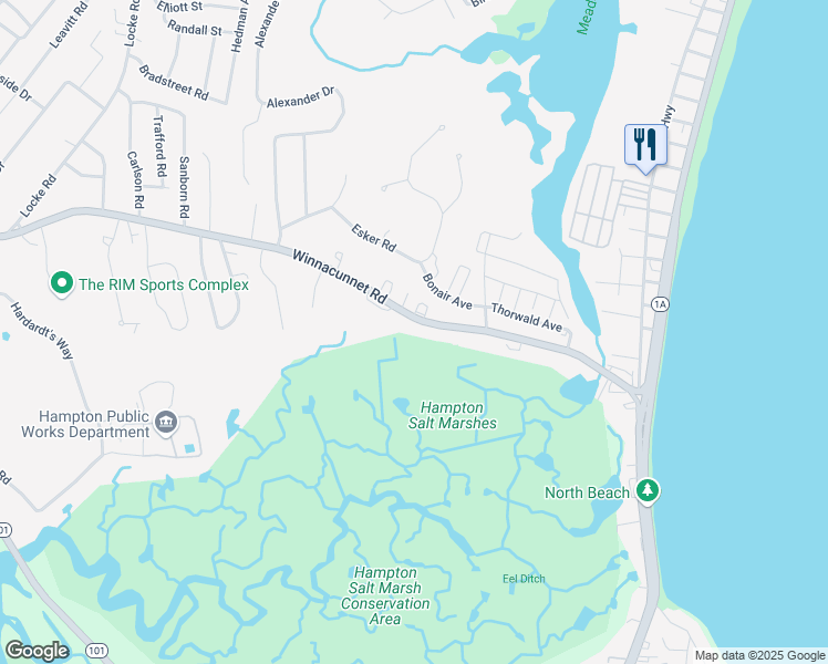 map of restaurants, bars, coffee shops, grocery stores, and more near 473 Winnacunnet Road in Hampton
