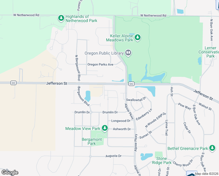 map of restaurants, bars, coffee shops, grocery stores, and more near 115 Prairie Grass Road in Oregon