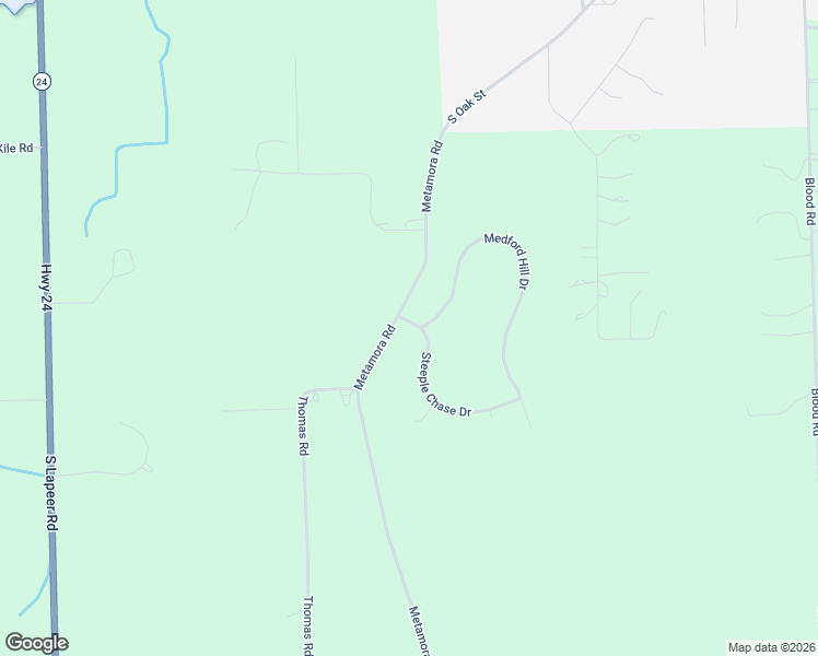 map of restaurants, bars, coffee shops, grocery stores, and more near 19 Steeple Chase Drive in Metamora