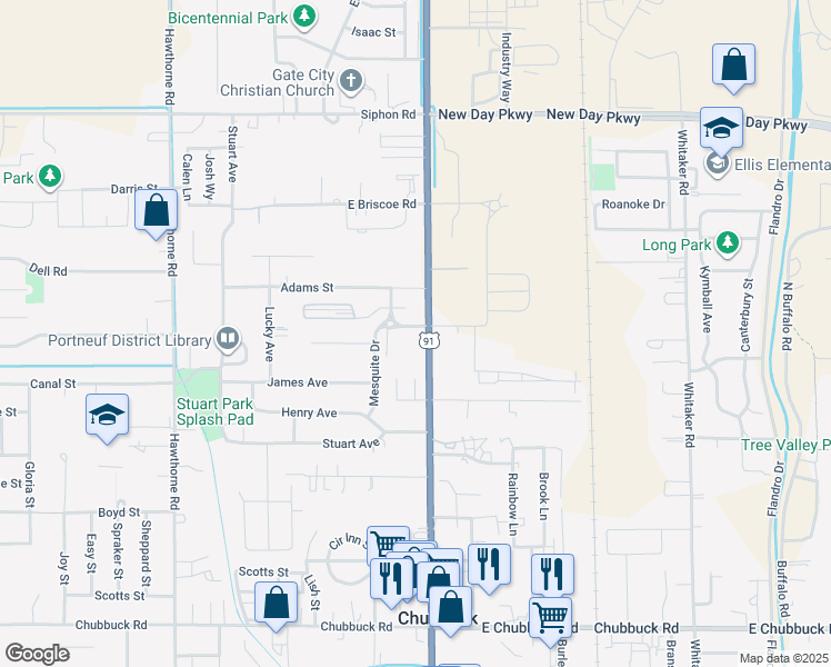 map of restaurants, bars, coffee shops, grocery stores, and more near 5231 Yellowstone Avenue in Pocatello