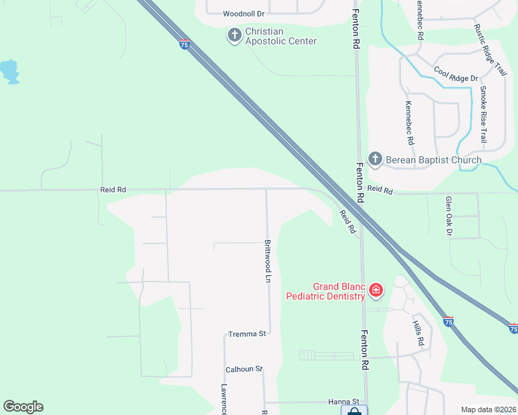 map of restaurants, bars, coffee shops, grocery stores, and more near 7040 Brittwood Lane in Flint
