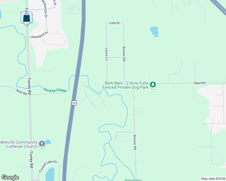 map of restaurants, bars, coffee shops, grocery stores, and more near 2189 West Reid Road in Flint