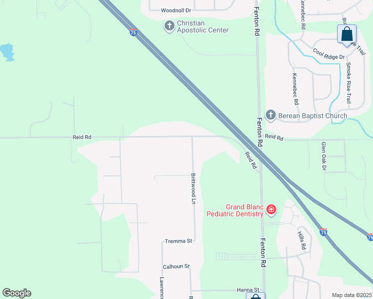 map of restaurants, bars, coffee shops, grocery stores, and more near 7040 Brittwood Lane in Flint