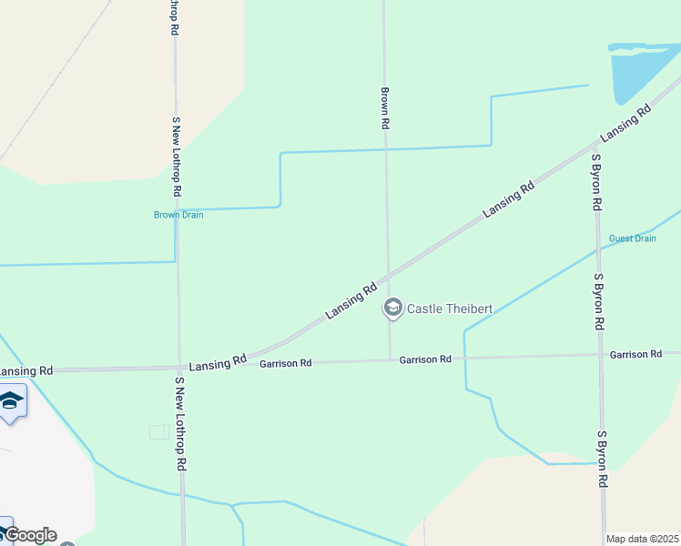 map of restaurants, bars, coffee shops, grocery stores, and more near 10511 Lansing Road in Durand