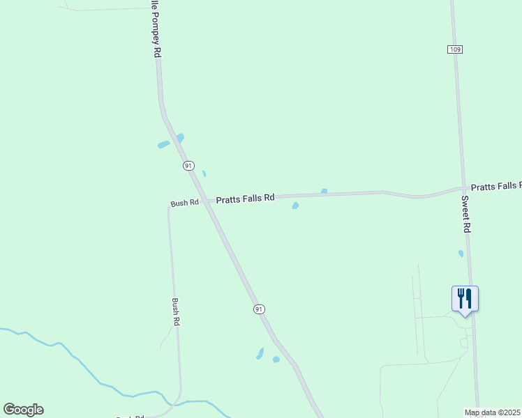 map of restaurants, bars, coffee shops, grocery stores, and more near 7120 Pratts Falls Road in Jamesville