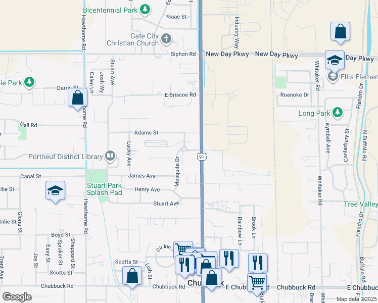 map of restaurants, bars, coffee shops, grocery stores, and more near 5231 Yellowstone Ave in Pocatello