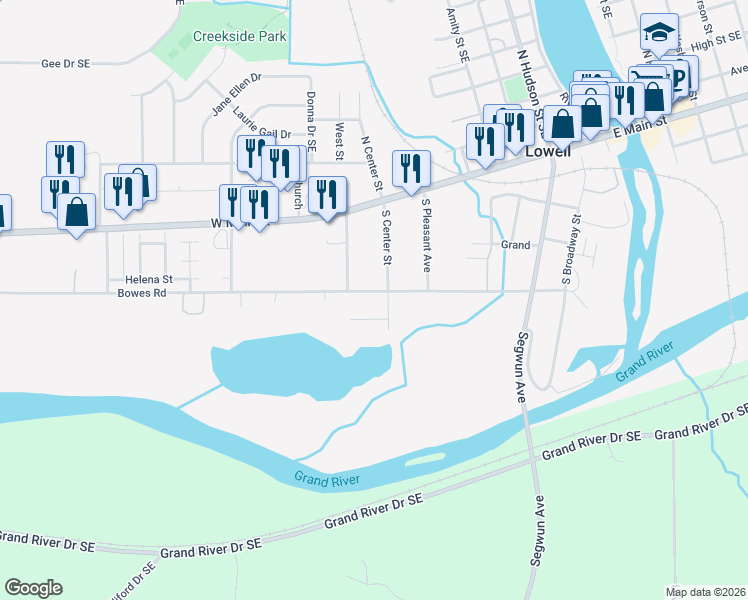 map of restaurants, bars, coffee shops, grocery stores, and more near 920 Clark Street in Lowell