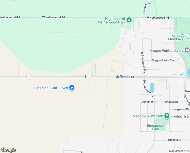 map of restaurants, bars, coffee shops, grocery stores, and more near 5245 County Road CC in Oregon