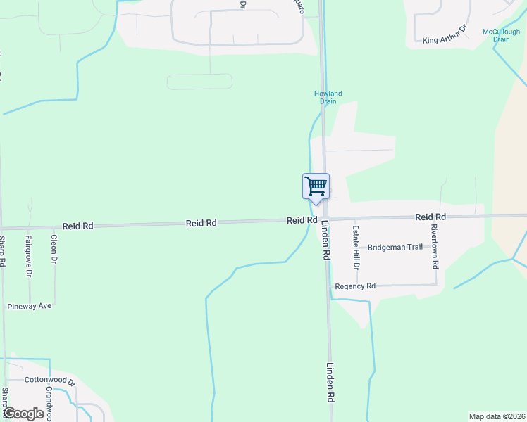 map of restaurants, bars, coffee shops, grocery stores, and more near 5119 Reid Road in Swartz Creek