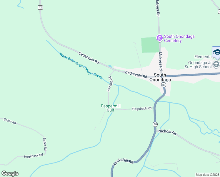 map of restaurants, bars, coffee shops, grocery stores, and more near 3247 Red Mill Road in Nedrow