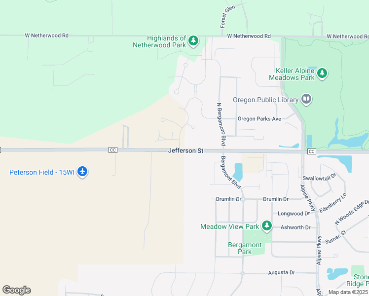 map of restaurants, bars, coffee shops, grocery stores, and more near 5264 County Road CC in Oregon