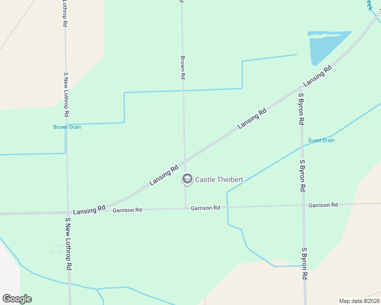 map of restaurants, bars, coffee shops, grocery stores, and more near 10657 Lansing Road in Durand