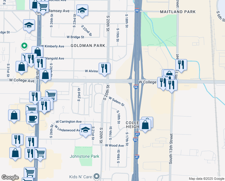 map of restaurants, bars, coffee shops, grocery stores, and more near in Milwaukee