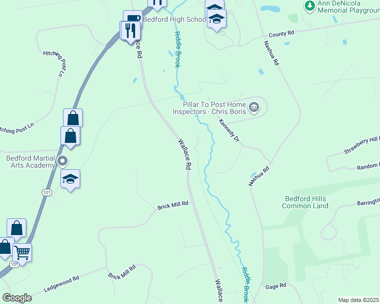 map of restaurants, bars, coffee shops, grocery stores, and more near 8 Alder Way in Bedford