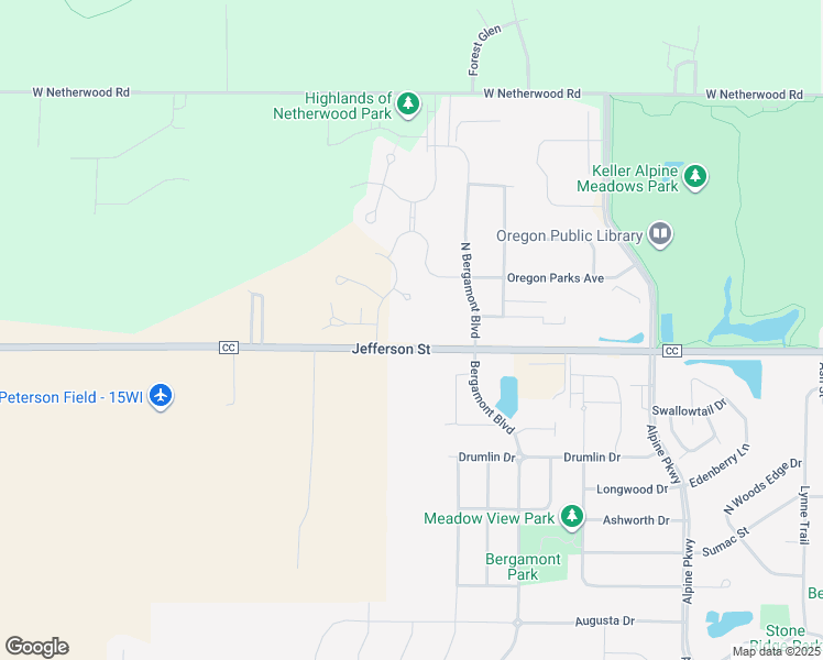 map of restaurants, bars, coffee shops, grocery stores, and more near 5264 County Road CC in Oregon