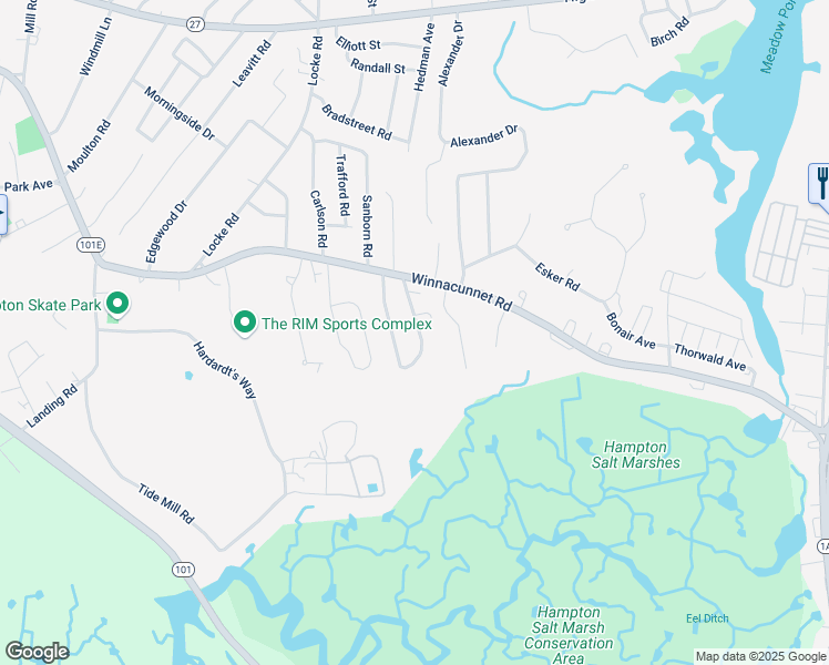 map of restaurants, bars, coffee shops, grocery stores, and more near 6 Elaine Street in Hampton