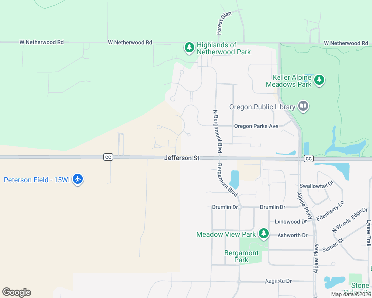 map of restaurants, bars, coffee shops, grocery stores, and more near 5264 County Road CC in Oregon