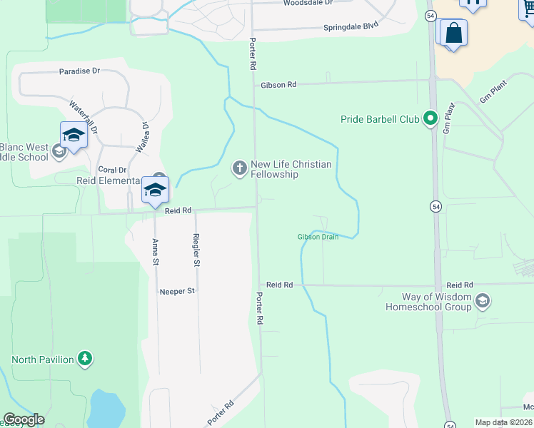 map of restaurants, bars, coffee shops, grocery stores, and more near 7001 Porter Road in Grand Blanc