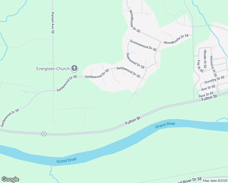 map of restaurants, bars, coffee shops, grocery stores, and more near 1940 Woodfern Drive Southeast in Lowell