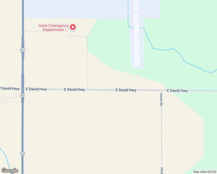 map of restaurants, bars, coffee shops, grocery stores, and more near 643 East David Highway in Ionia